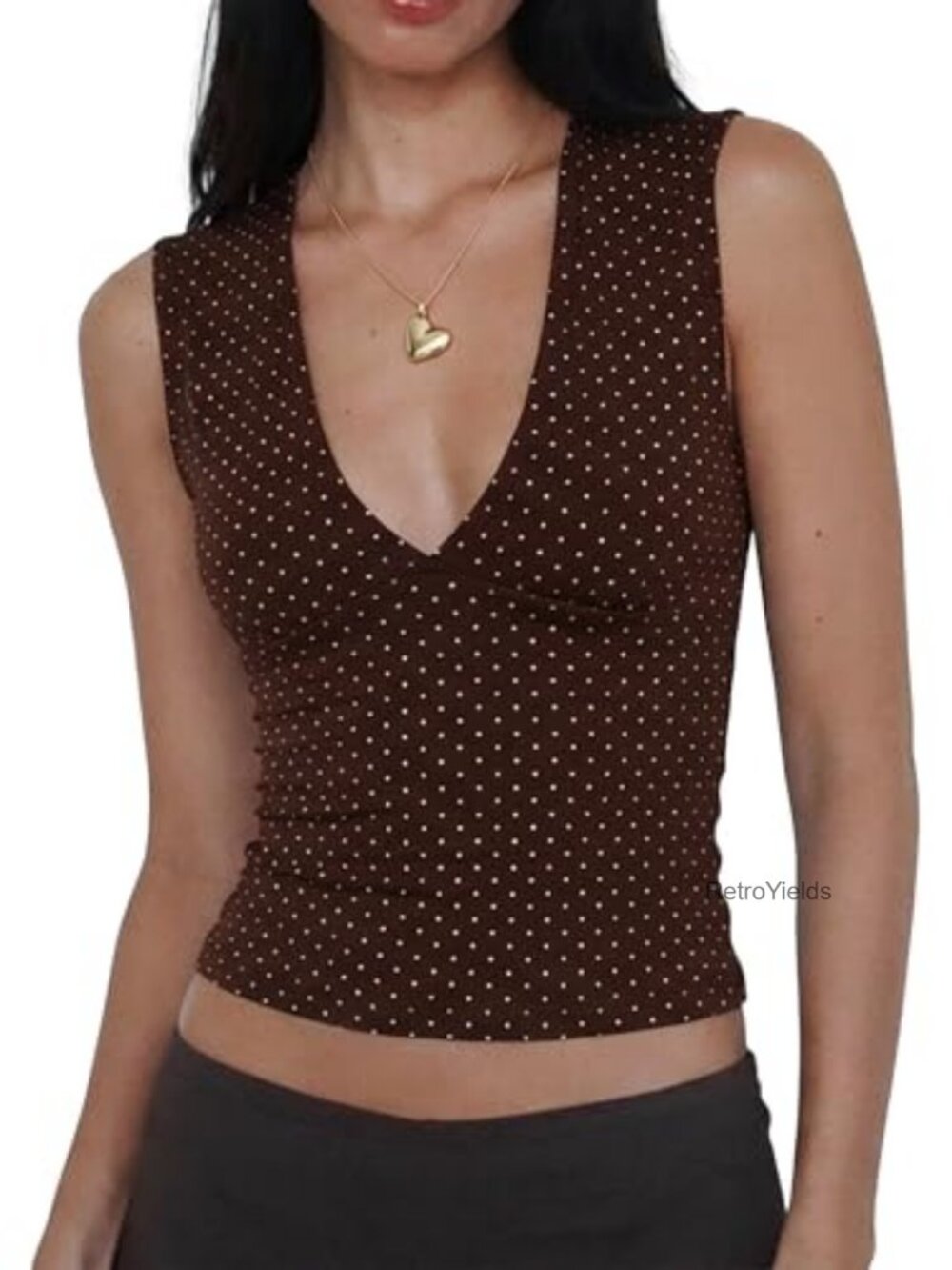 EMMIOL Women's Sleeveless V-Neck Crop Tank Top Stretchy Slim Fit Summer Going